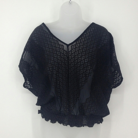 Guess Black Lace Flowy Blouse Size XS - Picture 7 of 7